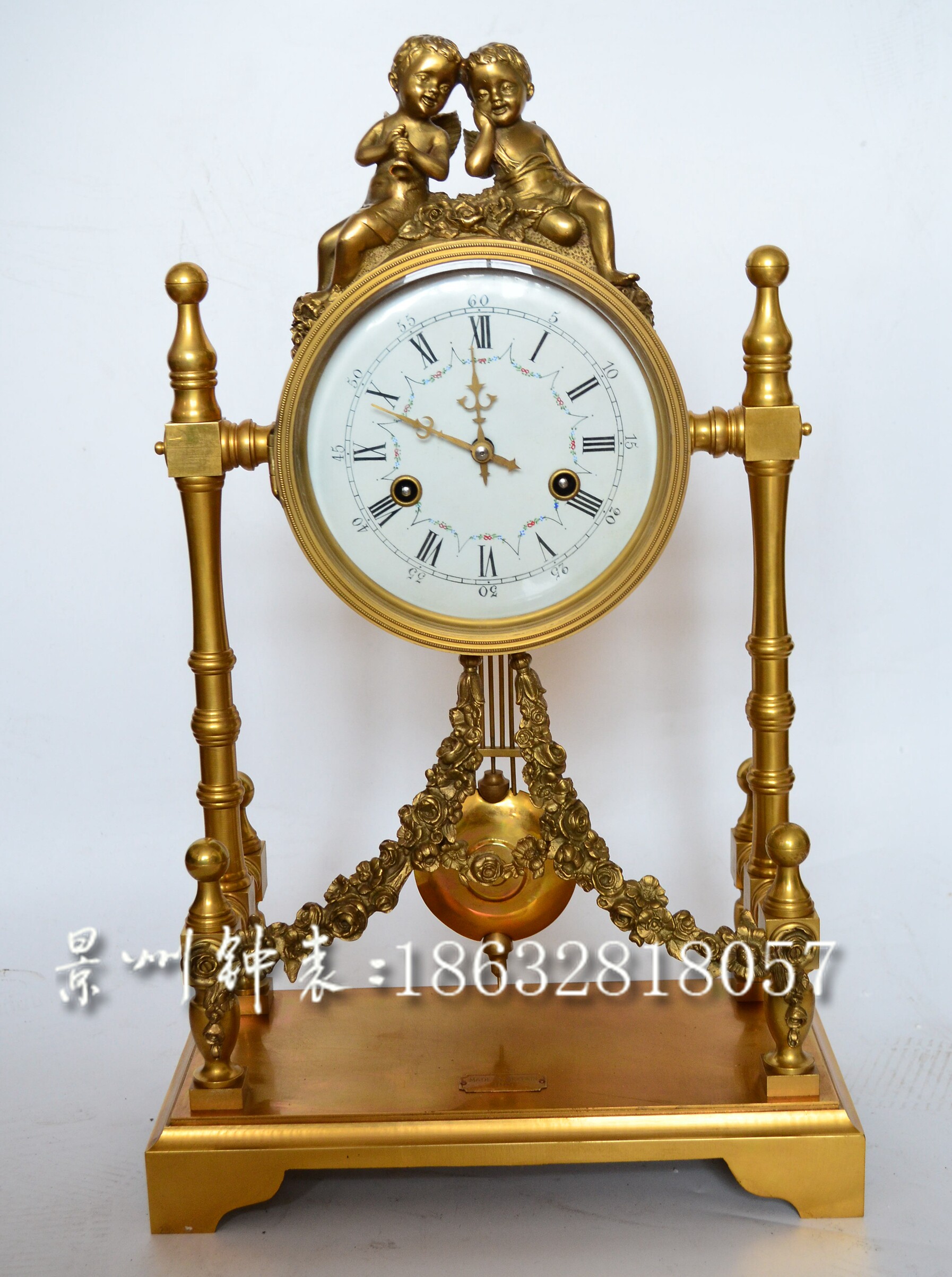 钟表仿古董钟发条机械座钟纯铜欧式古典家居样板间电影道具条案钟
