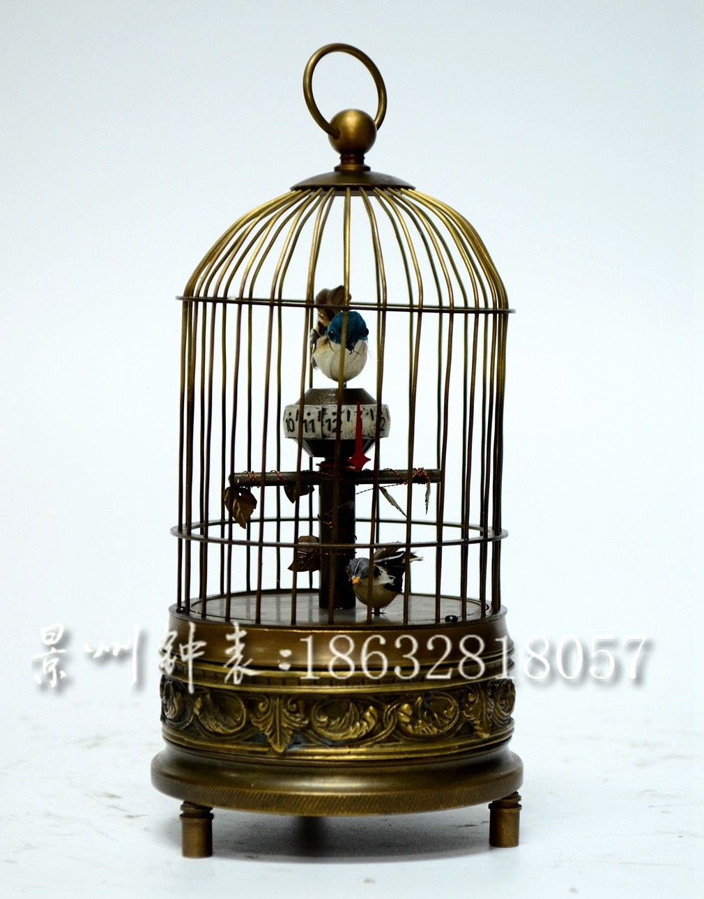 鸟笼钟 纯铜机械趣味古钟 欧式仿古把玩座钟 古玩城钟表 鸟笼钟