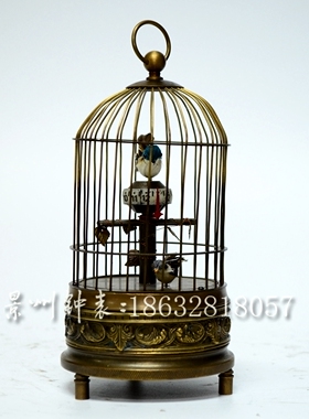 鸟笼钟 纯铜机械趣味古钟 欧式仿古把玩座钟 古玩城钟表 鸟笼钟