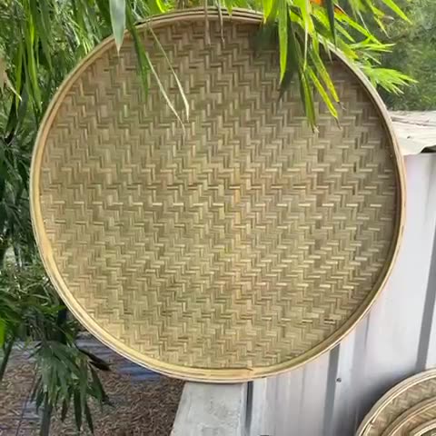 竹编簸箕圆形竹筛子手工编织簸箕