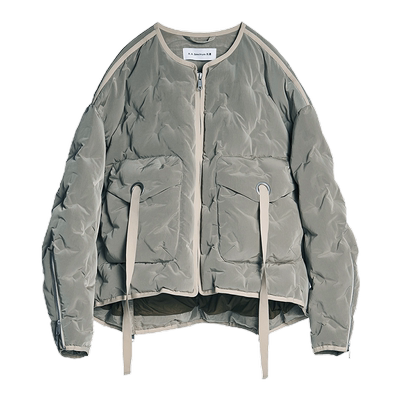 大廓形无领金属质感保暖外套