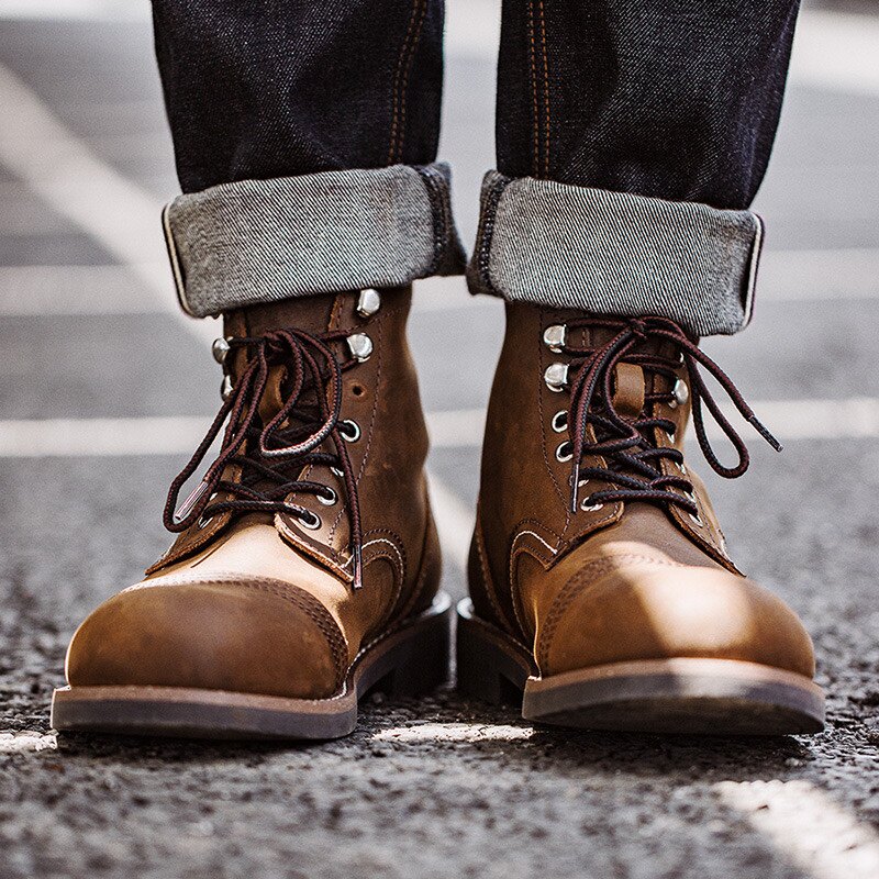 MADDEN WORKWEAR 아메리칸 레트로 8111 워크 부츠 남성 신발 가죽 낙하산 부츠 빈티지 오토바이 부츠 마틴 부츠