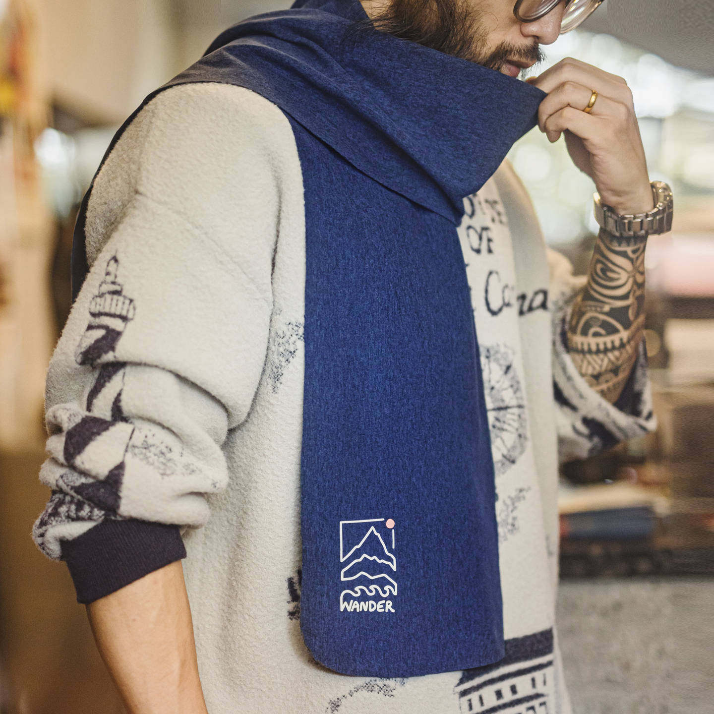 马登工装美式山影蓝色印花围巾保暖长围脖披肩百搭薄款男士秋冬季,服饰配件/皮带/帽子/围巾,围巾/丝巾/披肩,淘宝优惠券,粉丝福利购,淘宝优惠卷