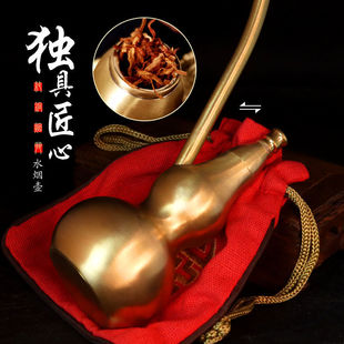 男女士粗细两用嘴水过滤烟壶纯铜葫芦型水烟斗水烟袋锅拆卸烟嘴