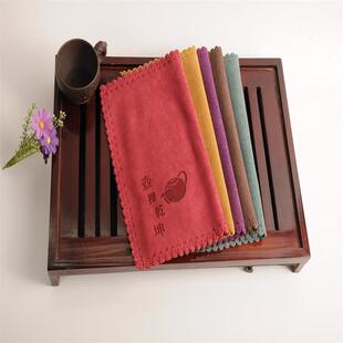 加厚吸水大号免费广告茶巾定制logo四方棉麻中国风茶具专用茶毛巾