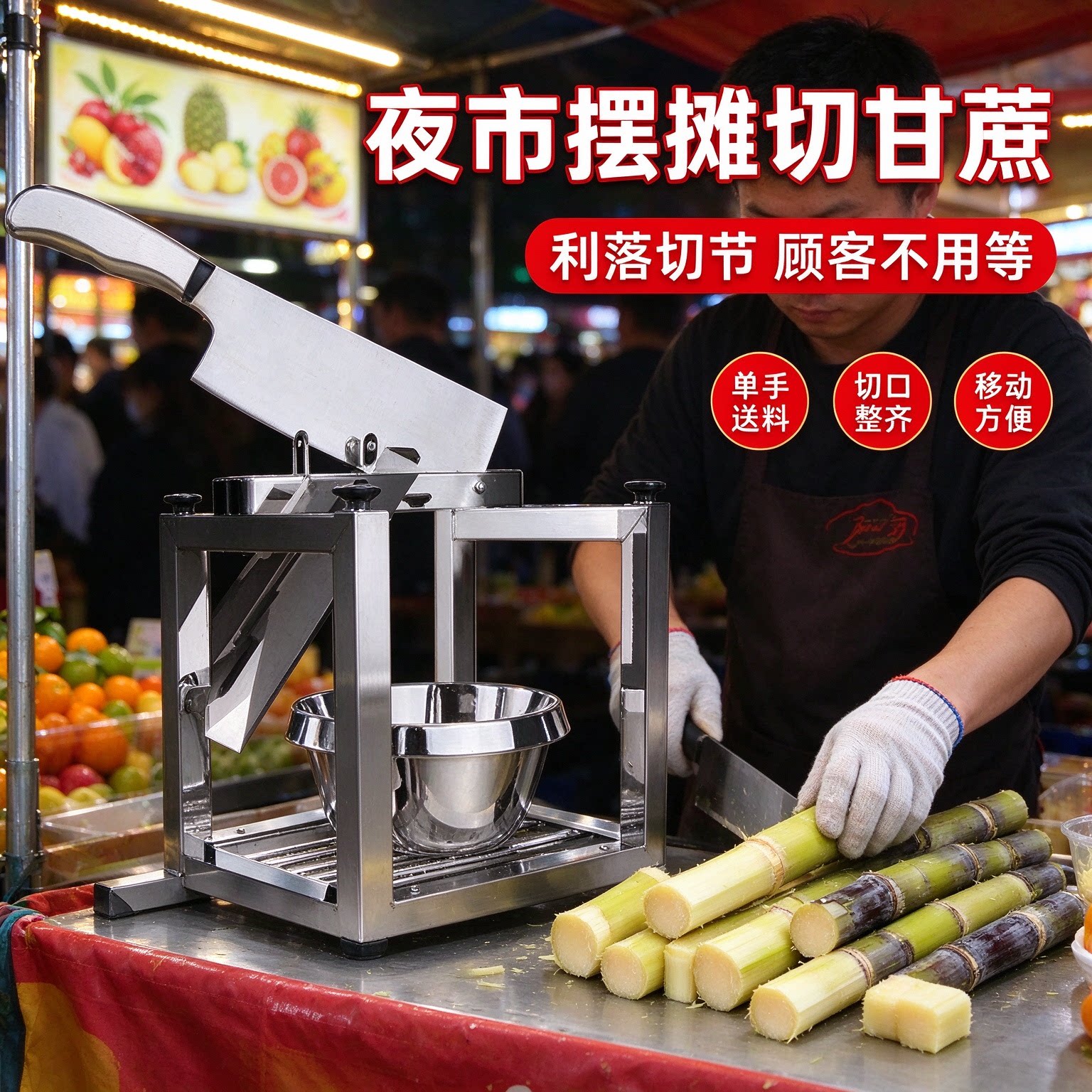 水果店家用手动架子刀甘蔗切节神器甘蔗机专用刀神器一体机专用