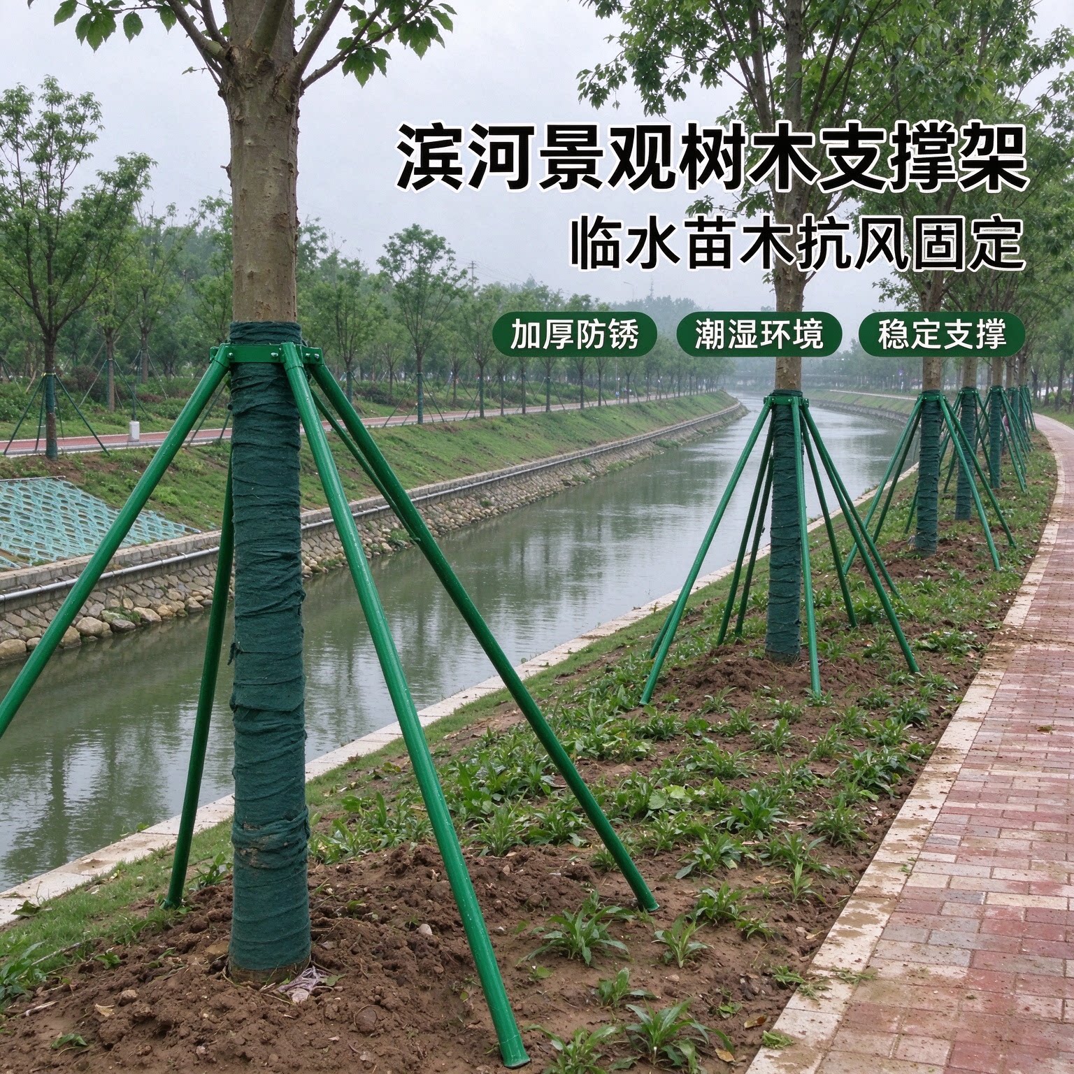 树木支撑架钢管绑带固定器园林防风大树支撑杆绿化苗木支架树撑护