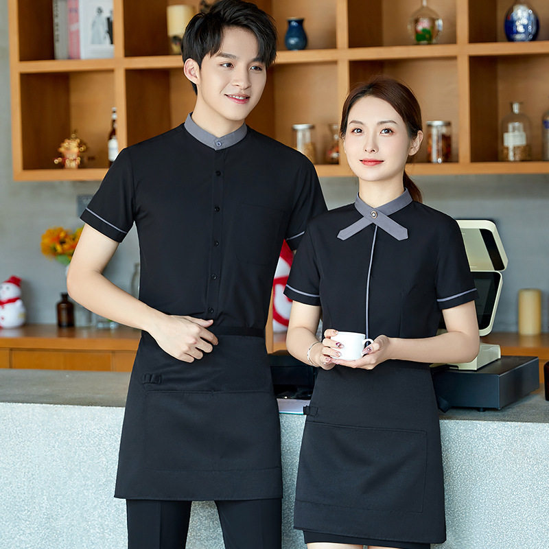 酒店服务员工作服女短袖餐饮KTV男女烘焙咖啡奶茶西餐厅工装制服