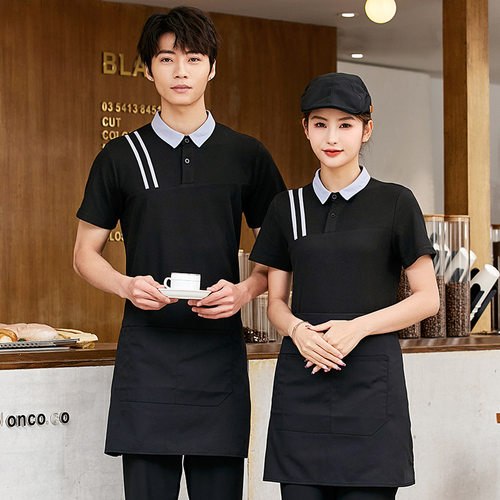 工作服短袖T恤酒店火锅公司文化POLO衫甜品茶餐厅奶茶团体工装定