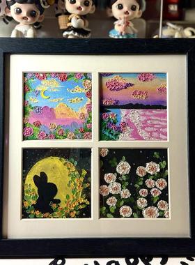 油画棒画框10X10cm四宫格九宫格相框摆台挂墙装饰画diy作品保存框