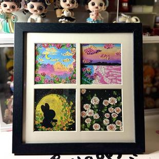 油画棒画框10X10cm四宫格九宫格相框摆台挂墙装饰画diy作品保存框