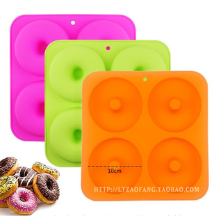 4四连甜甜圈模具 耐高温 饼干磨具 xj283硅胶蛋糕模具 食品级原料