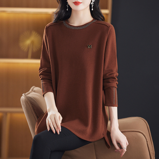 中长款针织打底衫女士遮屁股洋气上衣秋冬2025年新款妈妈宽松毛衣