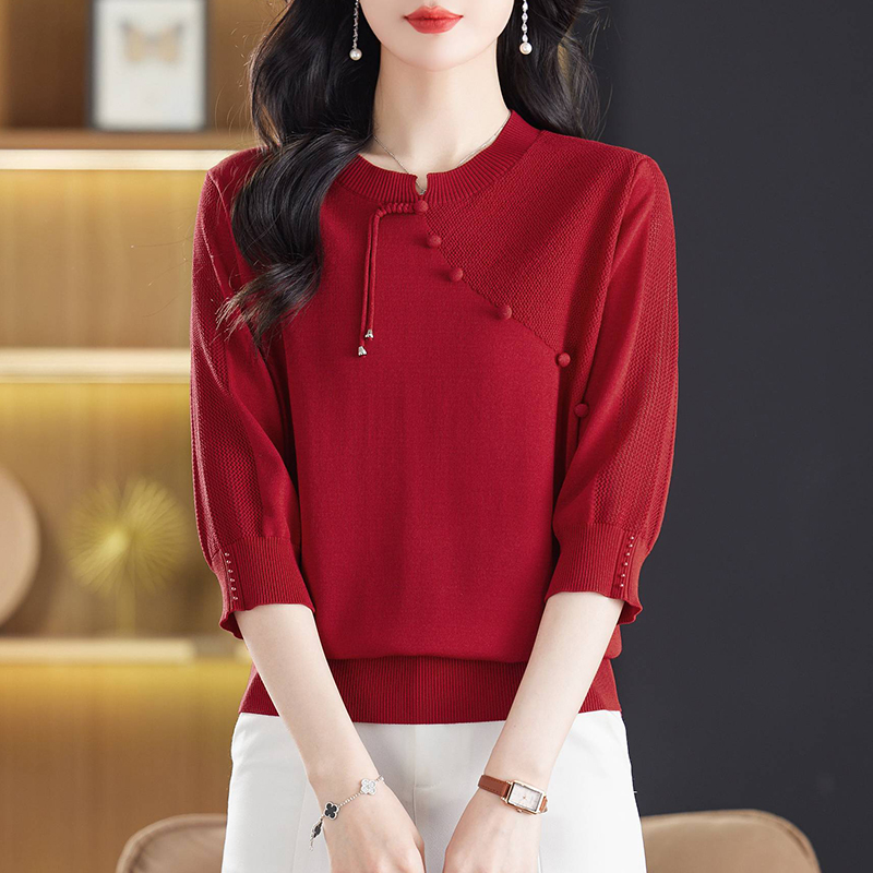 喜婆婆婚宴装新中式女装中国风妈妈春装2024新款高贵小衫洋气上衣