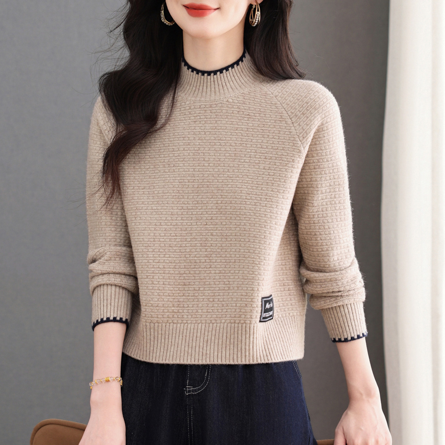 半高领高腰短款毛衣女秋冬2025新款小个子内搭打底衫冬季加厚上衣