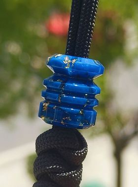 SSD工作室蓝色树脂金箔伞绳EDC刀坠背包挂坠吊坠DIY珠折刀珠挂件