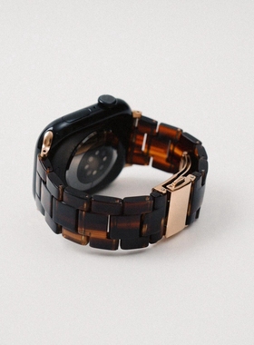 适用苹果手表iwatchS10表带琥珀玳瑁树脂链条applewatch789代小众