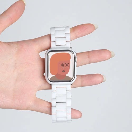 iwatch表带夏天高级感陶瓷黑白色适用苹果手表applewatch小众女款