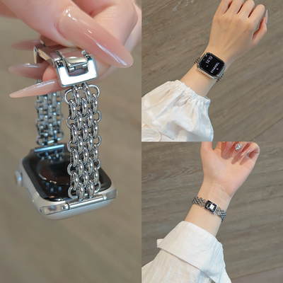 iwatchs10镂空编织不锈钢苹果手表表带适用Apple Watch98se不掉色