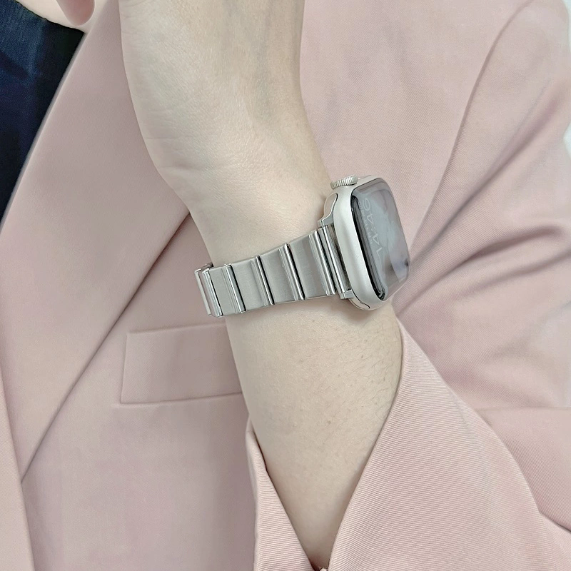 适用iwatch表带s10苹果手表女夏天金属小蛮腰applewatchs987透气
