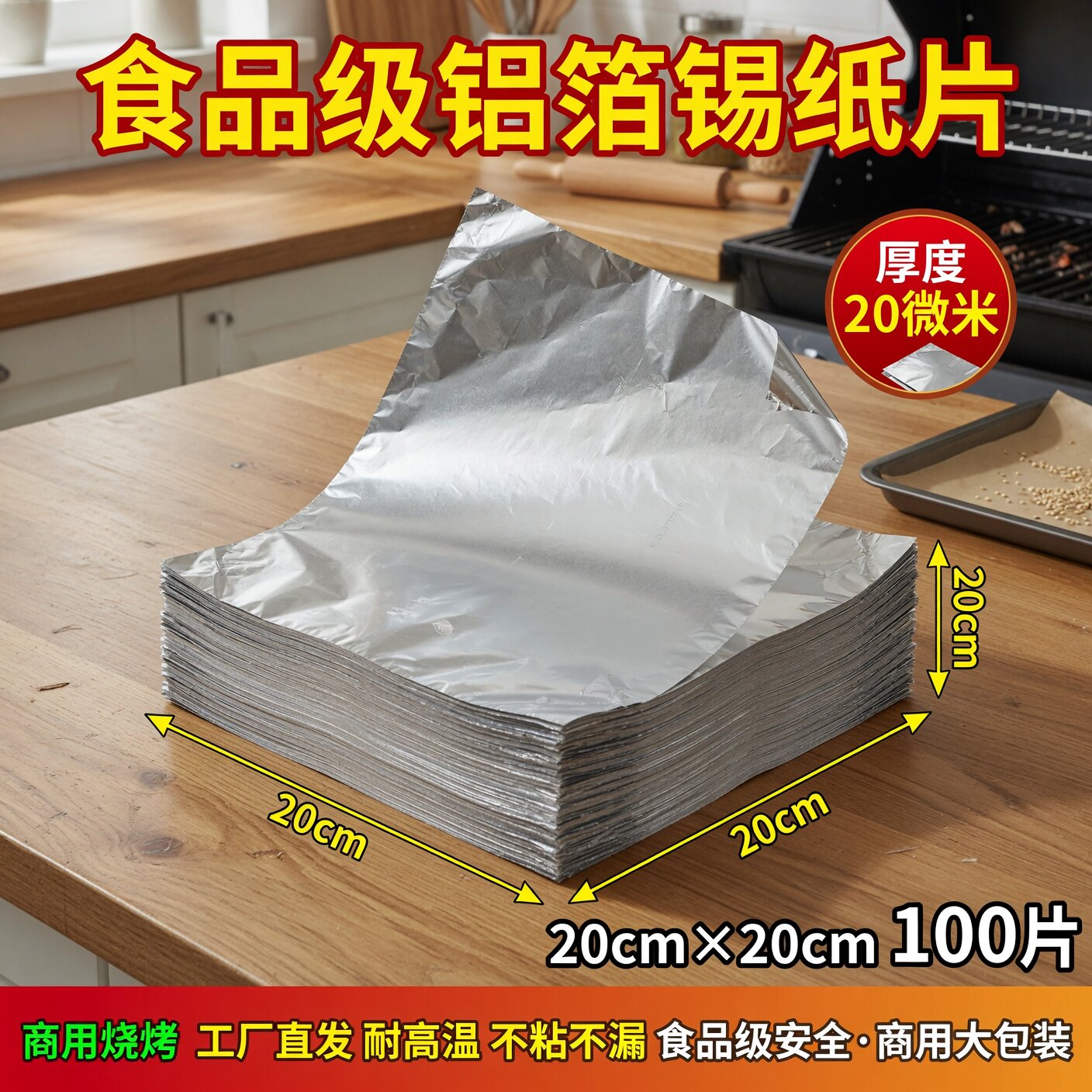 商用加厚锡纸花甲粉外卖烤鱼叫花鸡铝箔纸锡纸炸锅食品耐高温防油