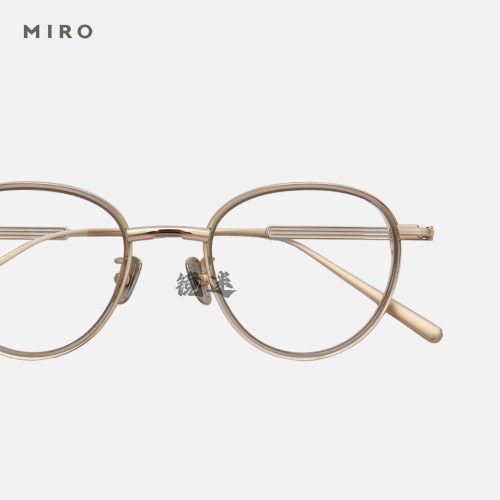miromiro日式女款高度近视手工眼镜框纯钛圆框透明超轻玳瑁板材框