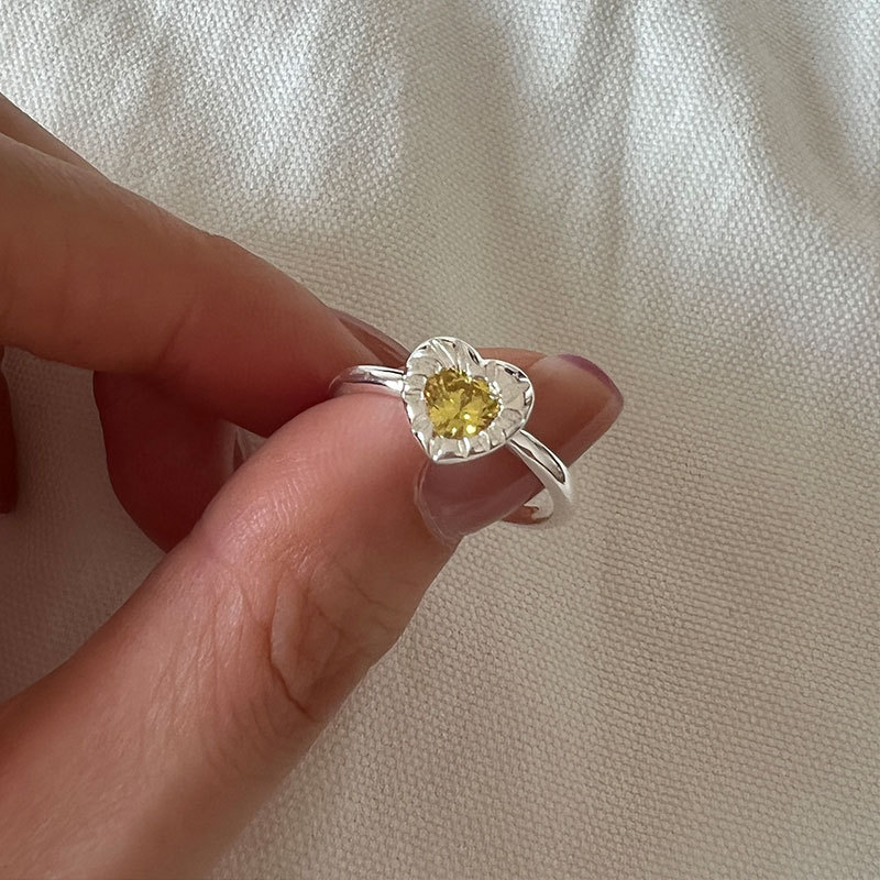 s925纯银爱心开口可调戒指简约