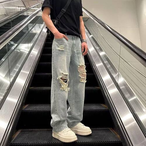 XinleiLin乐哟呦超薄破洞牛仔裤长裤女春夏显瘦裤子
