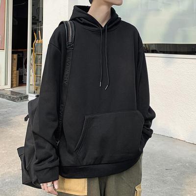 2024新款男士春秋宽松黑色休闲卫衣情侣连帽薄款帽衫青少年女百搭