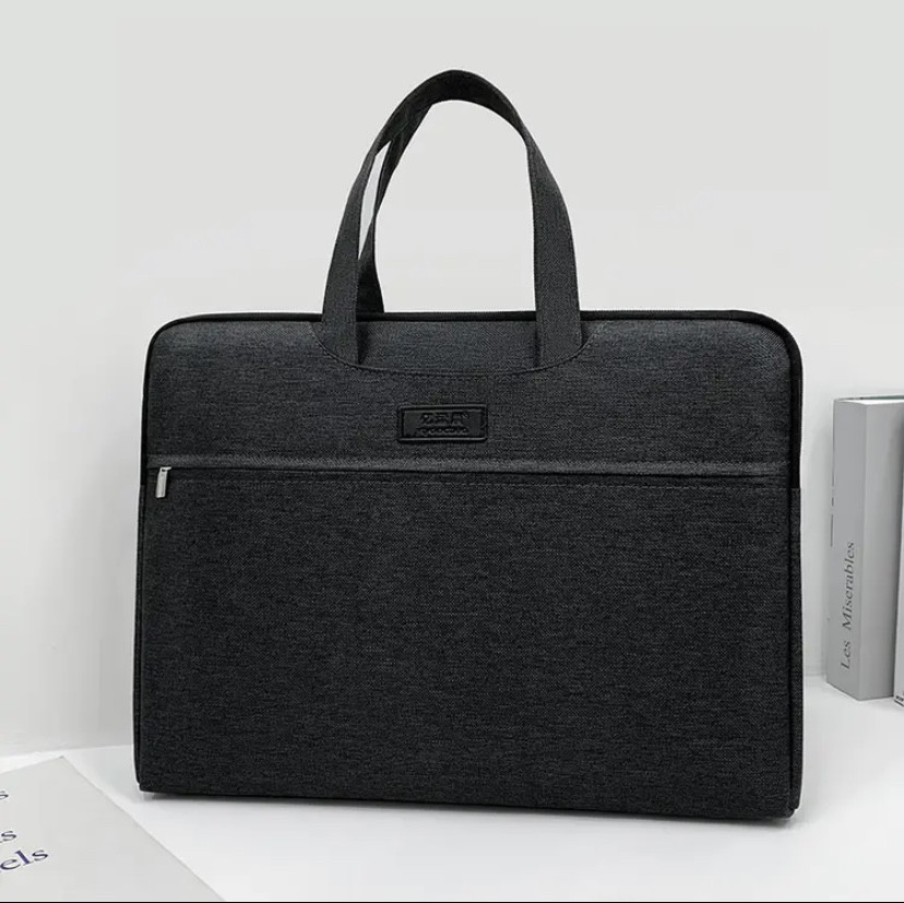 手提文件袋男女款拉链文件袋帆布公文包防水A4办公防震收纳电脑包