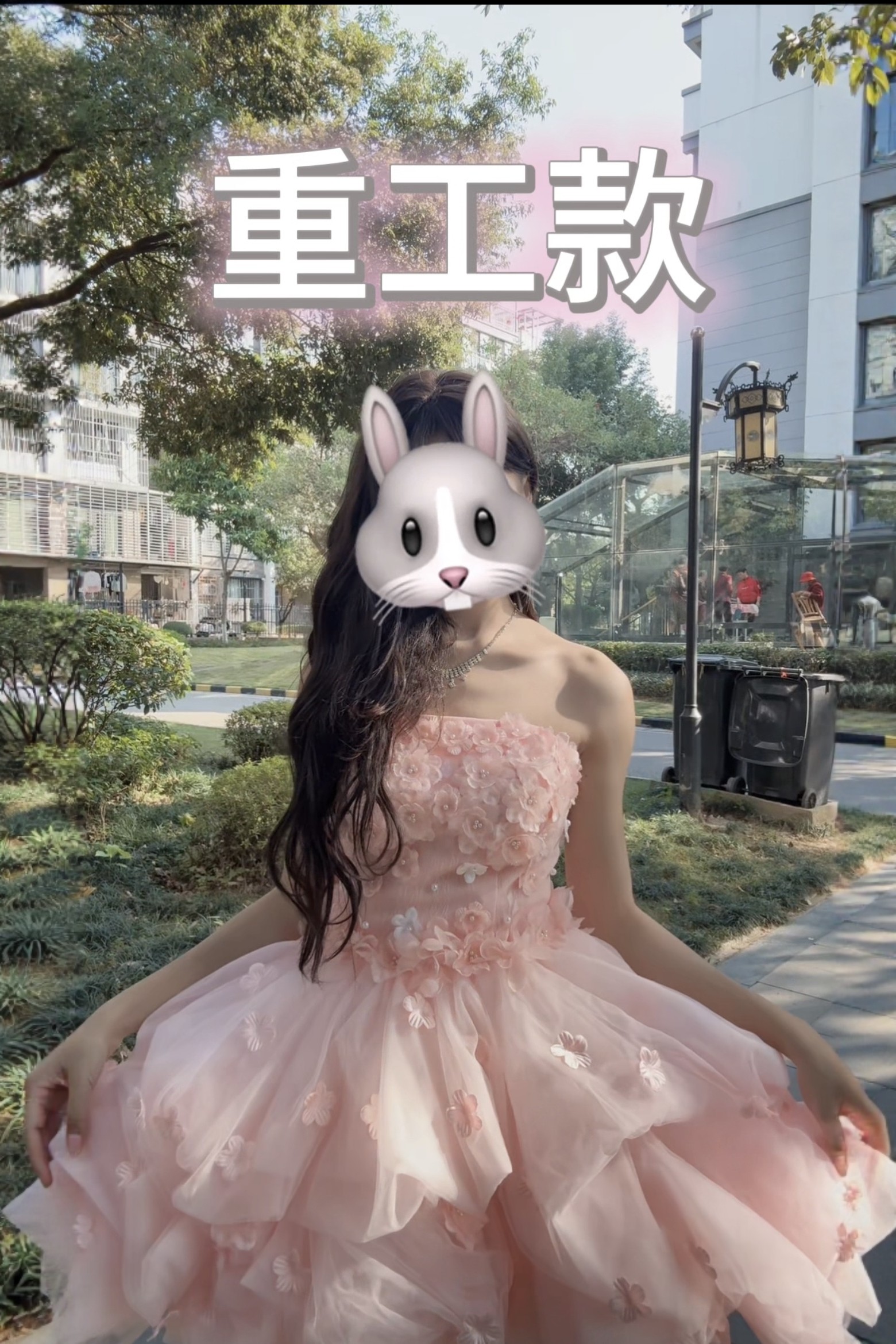粉色花神花朵女公主裙主持钢琴演出生日聚会长款礼服裙蛋糕裙成人