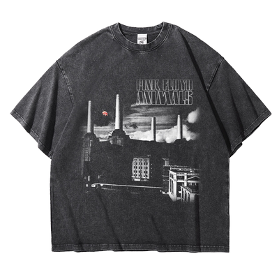 纯棉印花T恤宽松落肩版五分袖