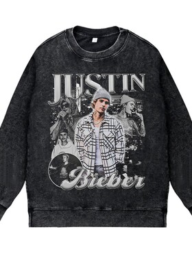 美式说唱歌手流行R&B秋冬圆领套头卫衣贾斯汀比伯JustinBieber