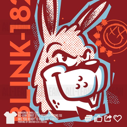 blink182朋克乐队兔子潮牌联名印花周边短袖夏季纯棉圆领T恤宽松