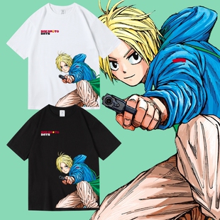 新番美式印花动漫二次元坂本日常朝仓信周边纯棉短半袖T恤男女夏