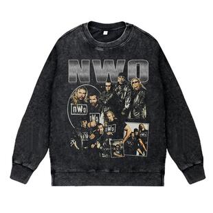 美式水洗vintage圆领套头卫衣NEW WORLD ORDER新秩序NWO摔跤男