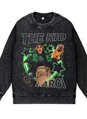 美式说唱潮流apper水洗做旧vintage卫衣the kid larol乐洛伊小子