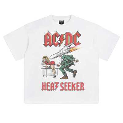 美式复古oversize落肩款摇滚T恤