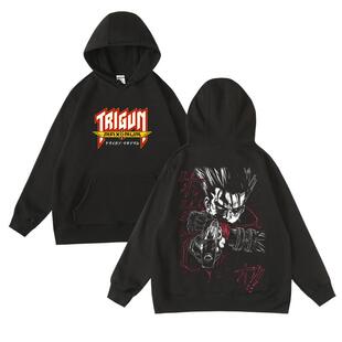 日本动漫卡通二次元枪神Trigun法修秋冬加绒套头连帽衫卫衣男女