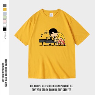 ins超火潮牌摇滚音乐皇后乐队queen印花纯棉短袖半袖T恤男女中性