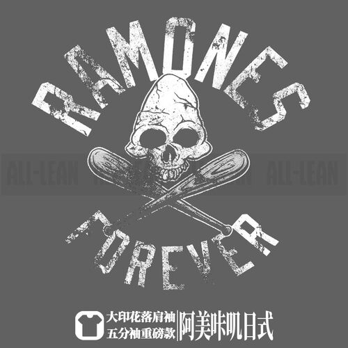 五分袖落肩款oversize重磅T恤摇滚ramones雷蒙斯阿美咔叽美式男夏