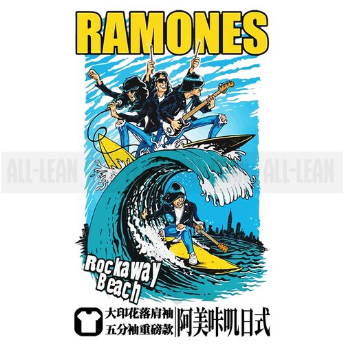 美式摇滚ramones街头五分袖恤