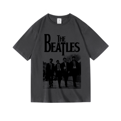 复古美式摇滚联名beatles披头士乐队印花春夏纯棉短袖T恤男女潮牌