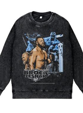 美式复古vintage高街潮流WWE职业摔跤布洛克·莱斯纳圆领套头卫衣