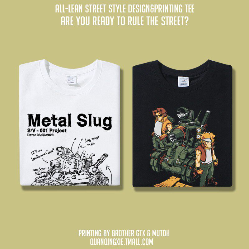 夏季纯棉圆领复古怀旧街机游戏合金弹头周边印花短袖半袖T恤男女