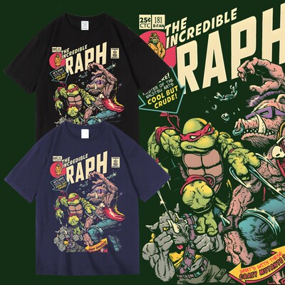 忍者神龟Raph动漫卡通美式漫画潮流印花T恤纯棉圆领套头夏季短袖