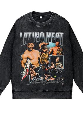 美式复古vintage高街潮流WWE职业摔跤格雷罗拉丁热火圆领套头卫衣