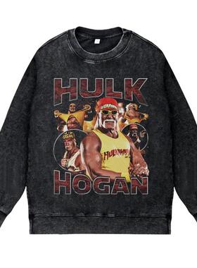 美式复古vintage高街潮流WWE职业摔跤胡克霍根不朽壮汉圆领卫衣