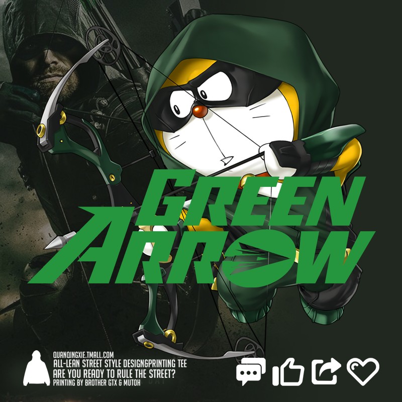 绿箭侠哆啦A梦连帽套头卫衣