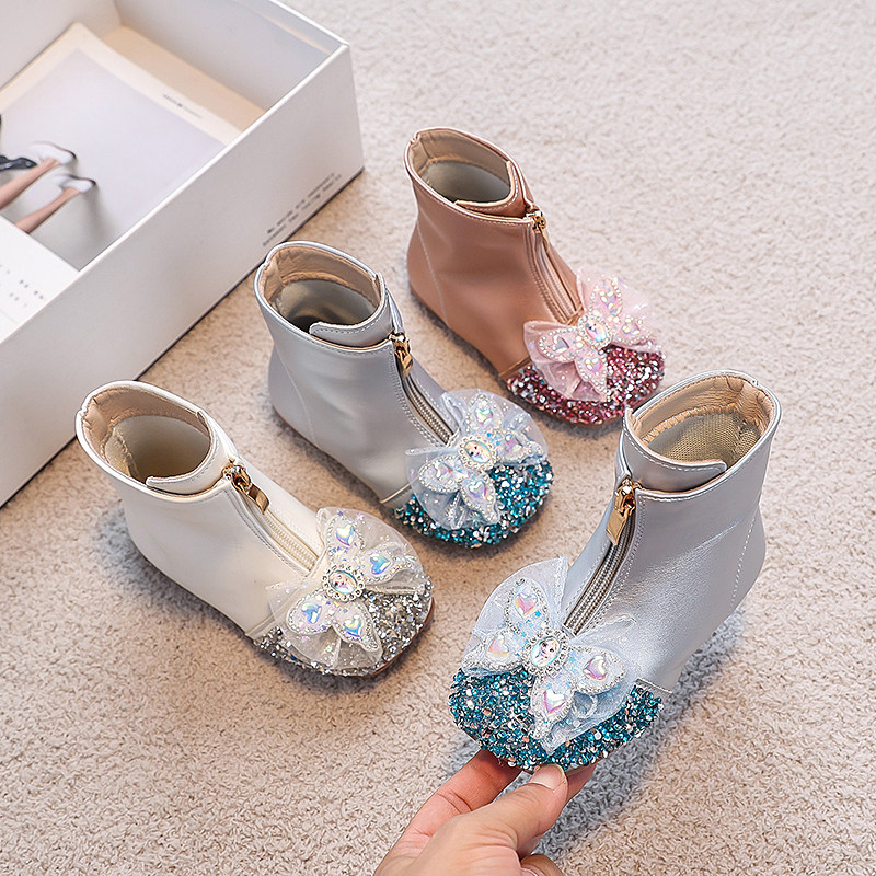 童鞋二棉女童爱莎靴子2024秋冬宝宝鞋加绒皮靴小女孩公主水晶短靴,童鞋/婴儿鞋/亲子鞋,棉靴,淘宝优惠券,粉丝福利购,淘宝优惠卷